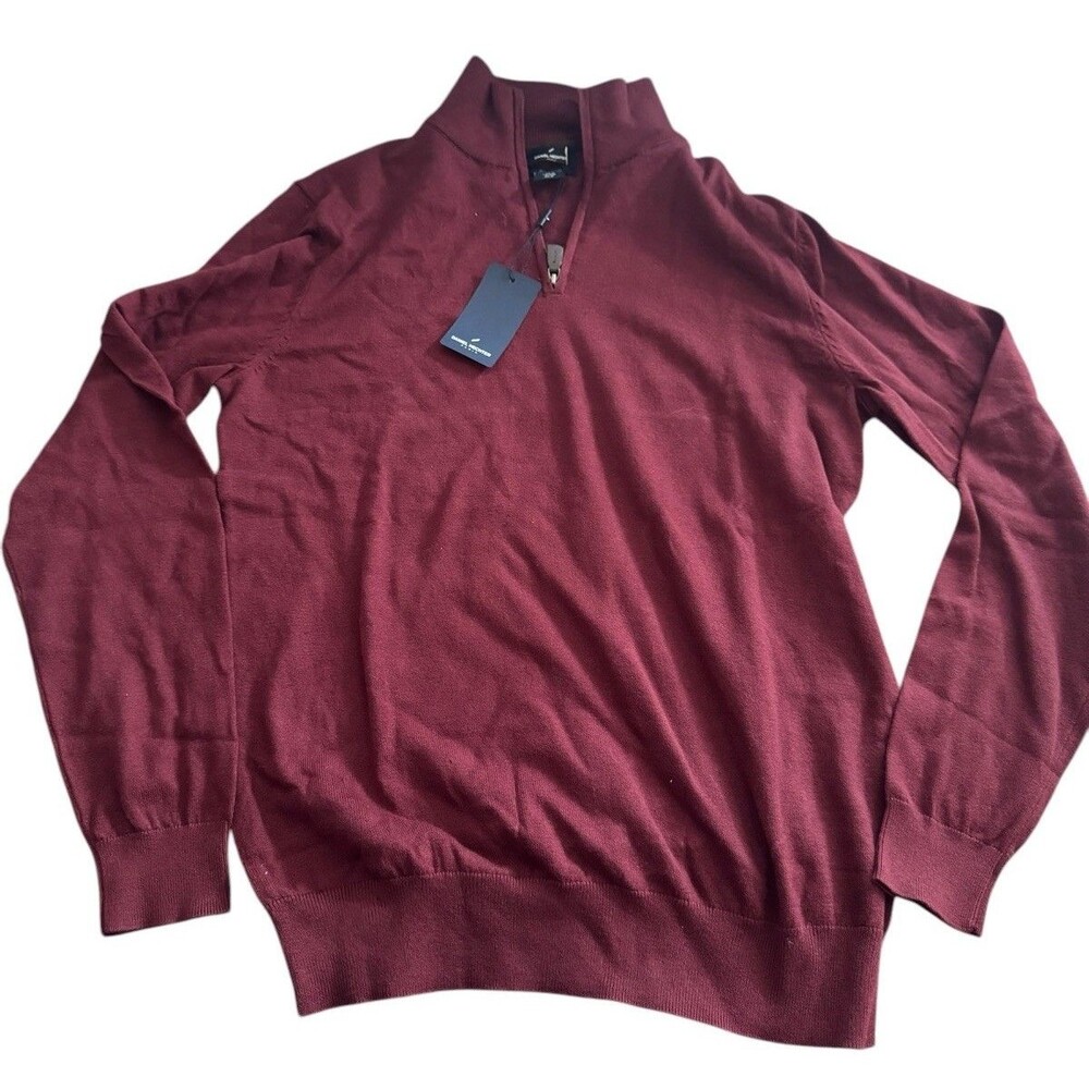 NWT Daniel Hechter‎ Paris Quarter Zip Men’s Size Medium cotton Cashmere Maroon